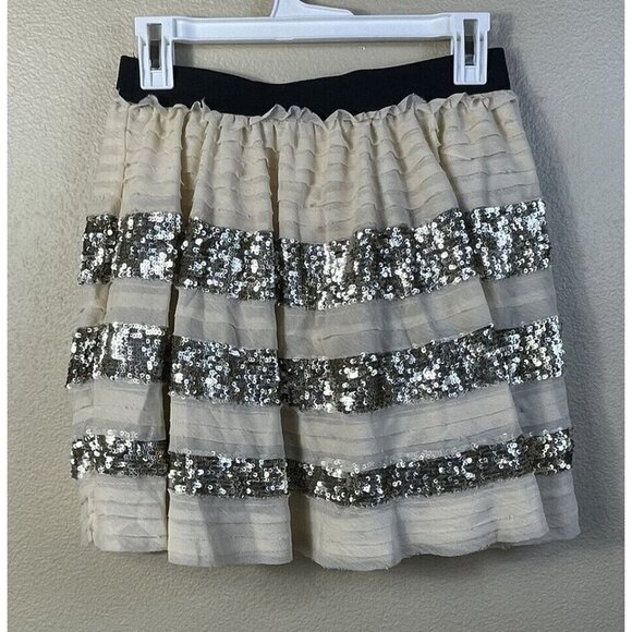Free People Sparkle And Stripe Sequin Tiered Mini Skirt Size S Holiday Party - Picture 4 of 11